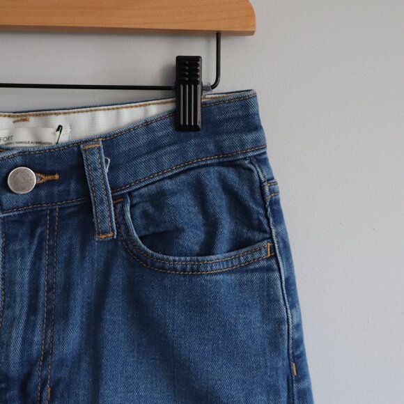 Oak + Fort Women's Sz XS Blue Light Wash Stretch High Rise Straight Leg Jeans - Picture 5 of 10